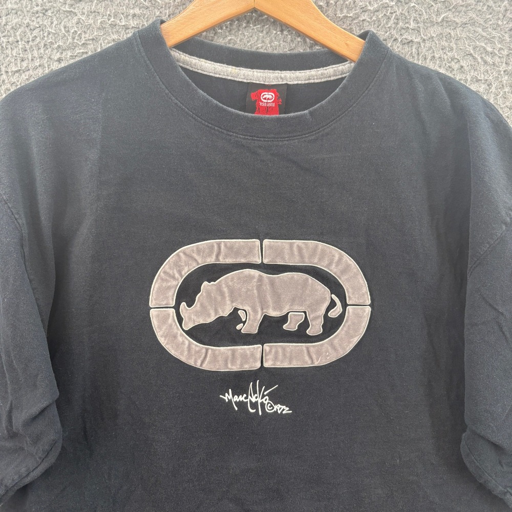 Vintage Ecko Unltd Shirt Men M Black Classic Tee Raised Rhino Logo Streetwear